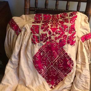Boho Vintage Raw Silk Embroidered Dress